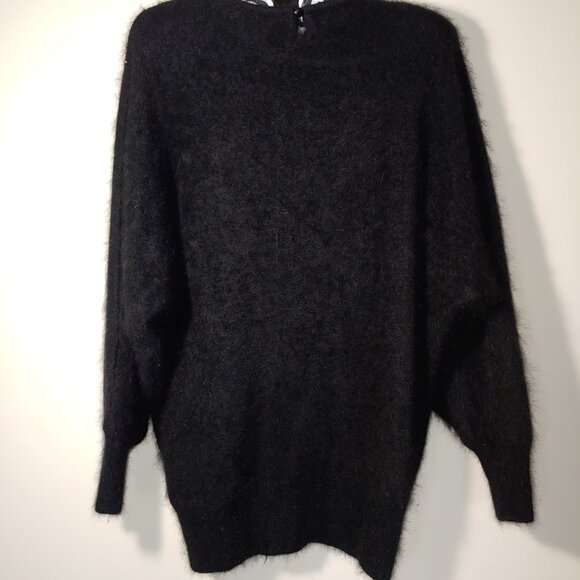 Minali Vintage Angora Wool Blend Beaded Jeweled Pullover Sweater Size M Black - Picture 5 of 5